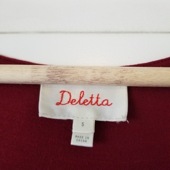 Anthropologie Deletta Empire Waist V Neck Red Short Sleeve Blouse Top Size Small - Picture 3 of 8